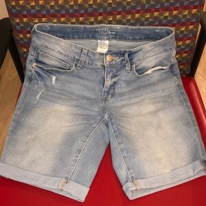 Super comfortable, stretchy, blue~ jean mid rise nearly new shorts ~